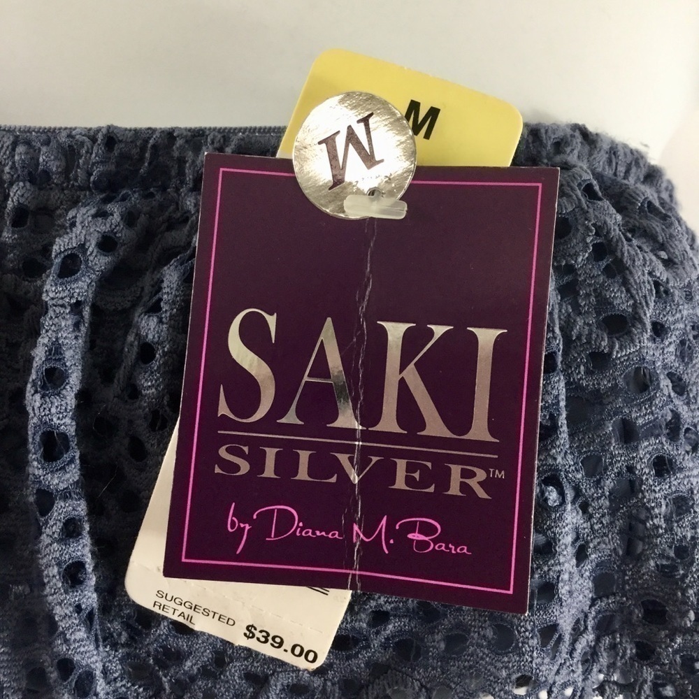 Saki Silver by Diana M. Bara Flouncy Lace Bandeau Bra M NWT - Picture 5 of 6